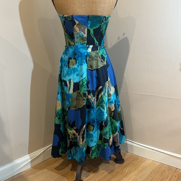Anthropologie strapless blue floral dress size 6 - Picture 2 of 2